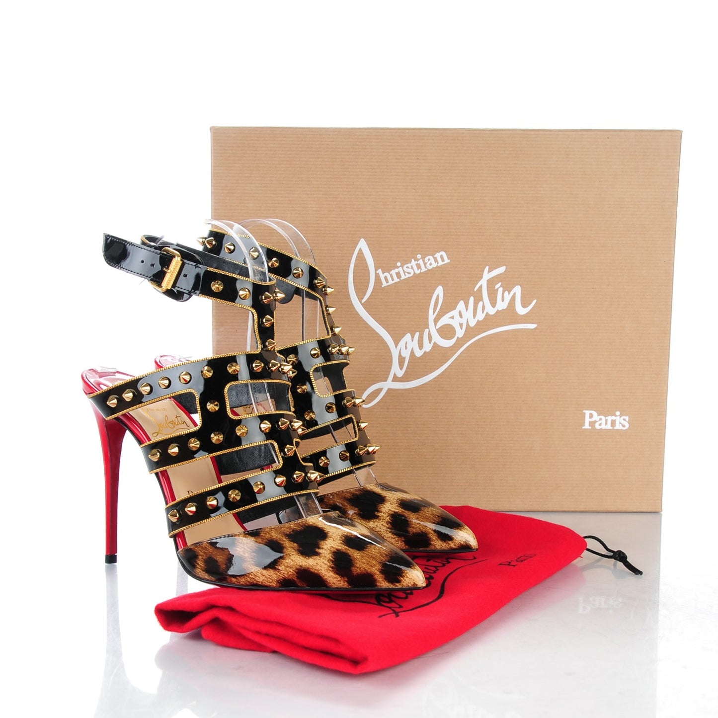 Patent Leopard Print Tchicaboum 100 Pumps 37 Version Brown