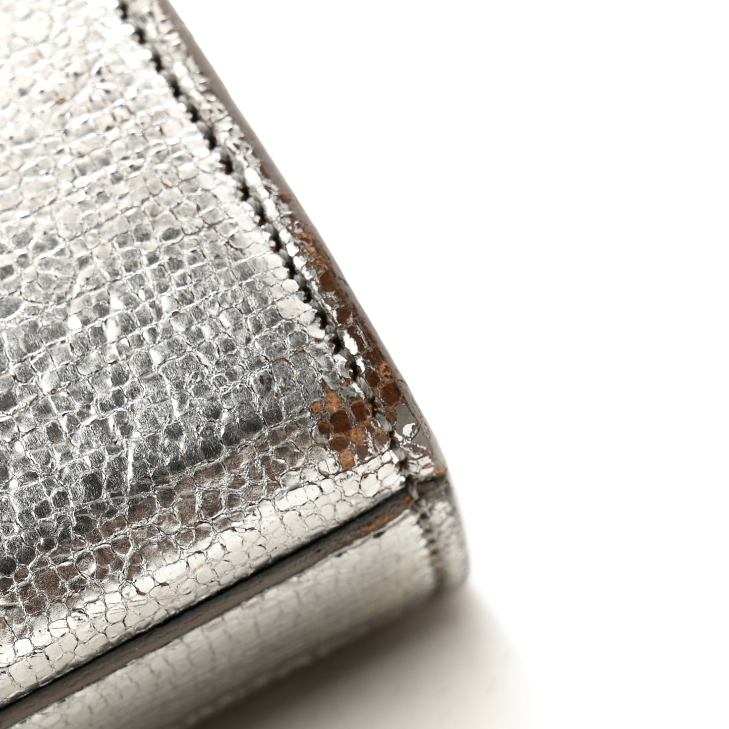 Textured Metallic Calfskin Classic Monogram Cassandre Clutch Silver