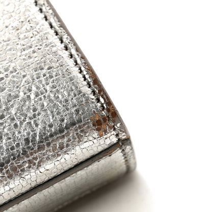 Saint Laurent Textured Metallic Calfskin Classic Monogram Cassandre Clutch Silver 14 of 16