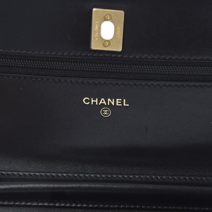 Chanel Lambskin Quilted CC Pearl Crush Wallet on Chain WOC Black 6 of 13