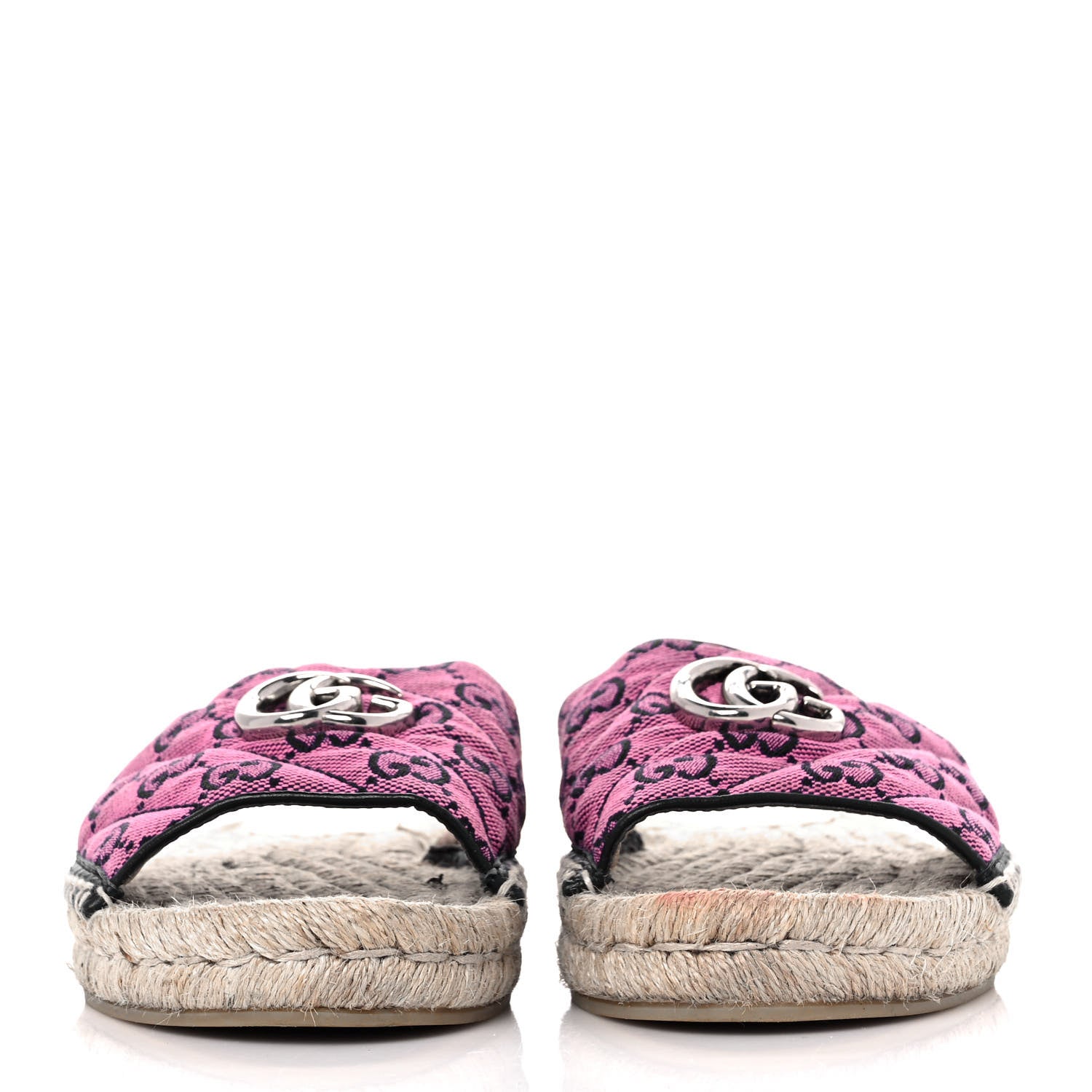 Gucci Monogram Multicolor Matelasse Diagonal GG Marmont Espadrille Slide Sandals 39.5 Pink Blue 2 of 8
