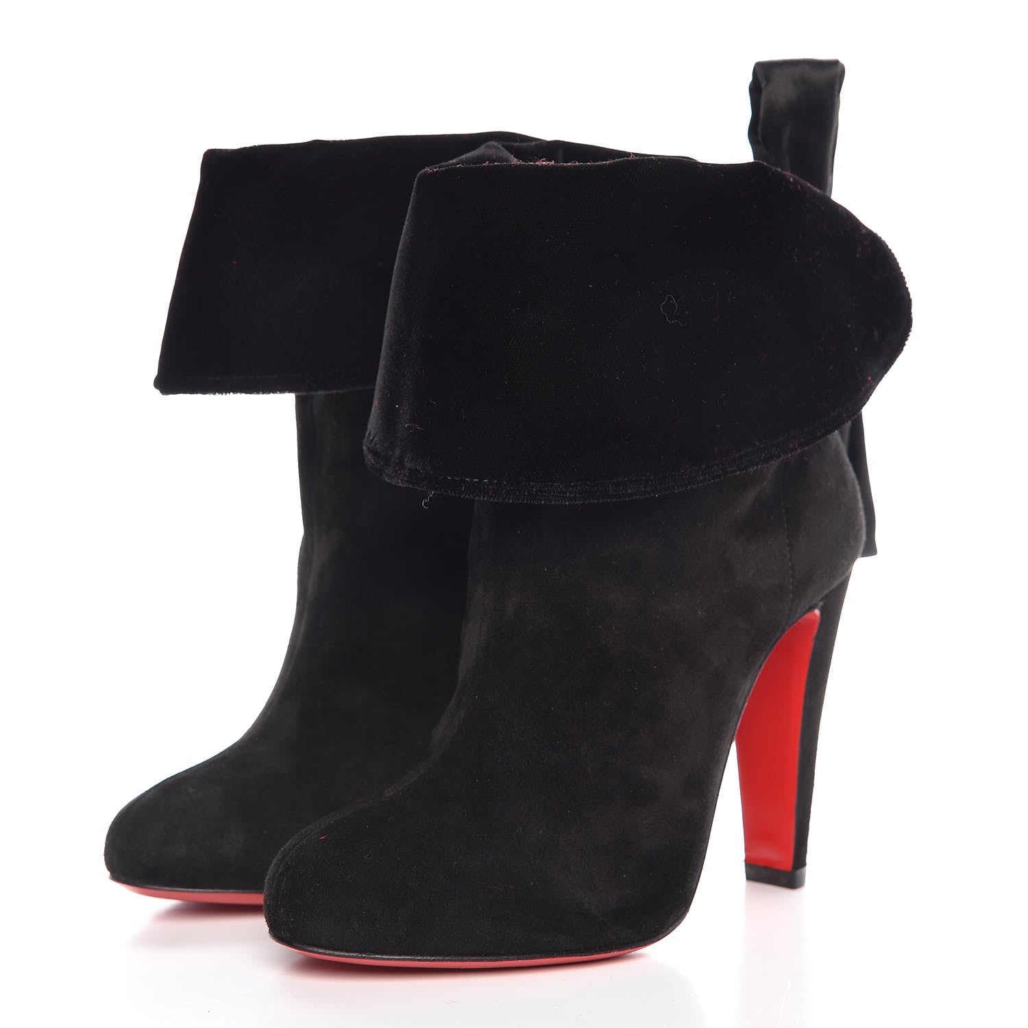 Christian Louboutin Suede Crepe Satin Velvet Kristofa 100 Booties 35 Black 3 of 9