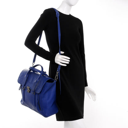 3.1 Phillip Lim 3.1 Textured Calfskin Large Pashli Satchel Cobalt 2 of 11