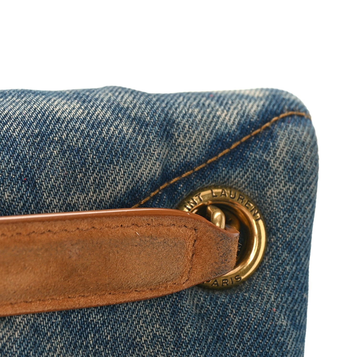 Saint Laurent Denim Quilted Toy Loulou Puffer Monogram Chain Satchel Blue Cinnamon 10 of 10
