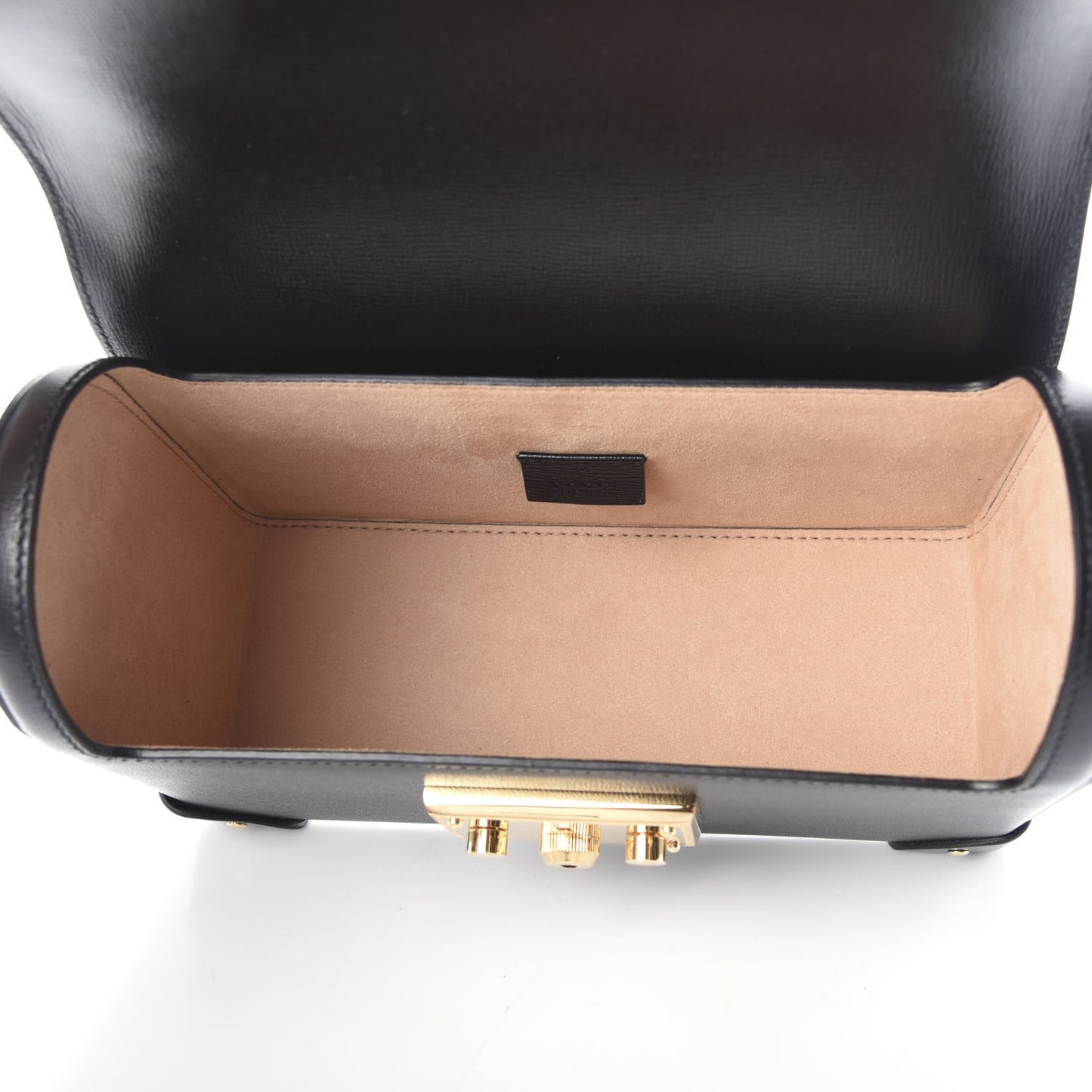 Calfskin Small Padlock Bamboo Shoulder Bag Black