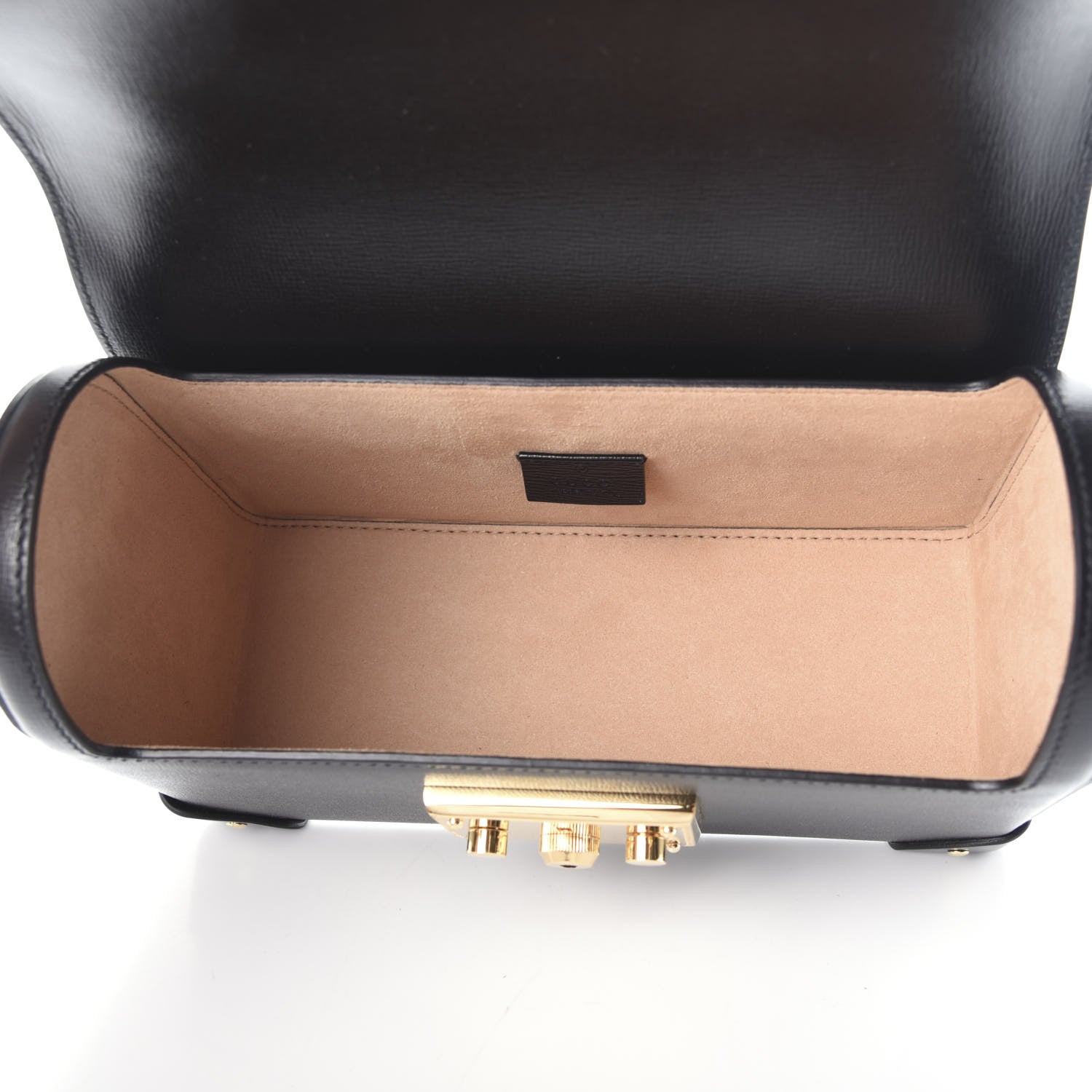 Gucci Calfskin Small Padlock Bamboo Shoulder Bag Black 5 of 9