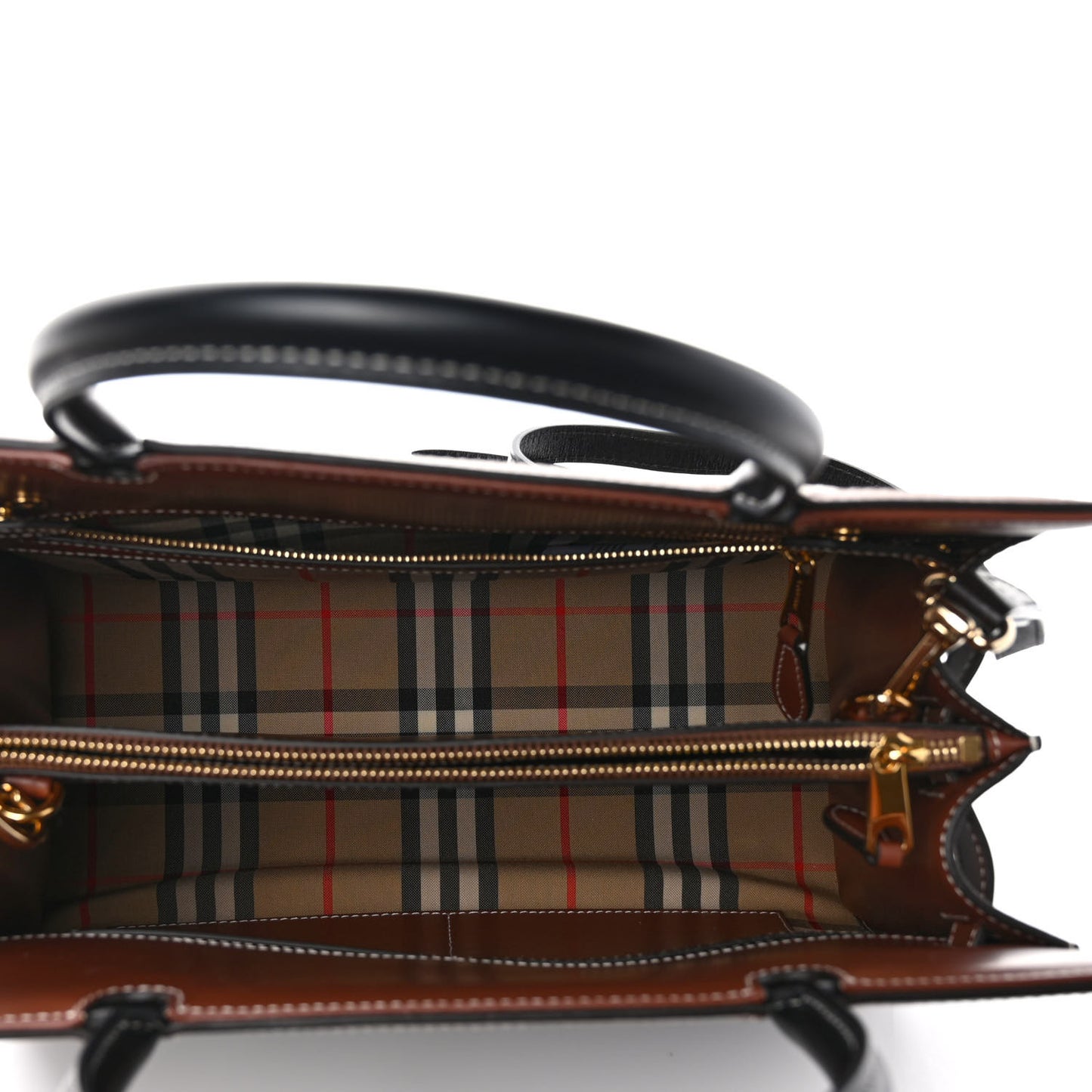 Calfskin Vintage Check Small Two Handle Title Bag Black