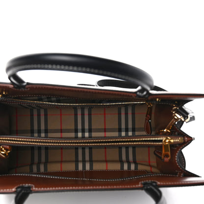 Burberry Calfskin Vintage Check Small Two Handle Title Bag Black 5 of 8