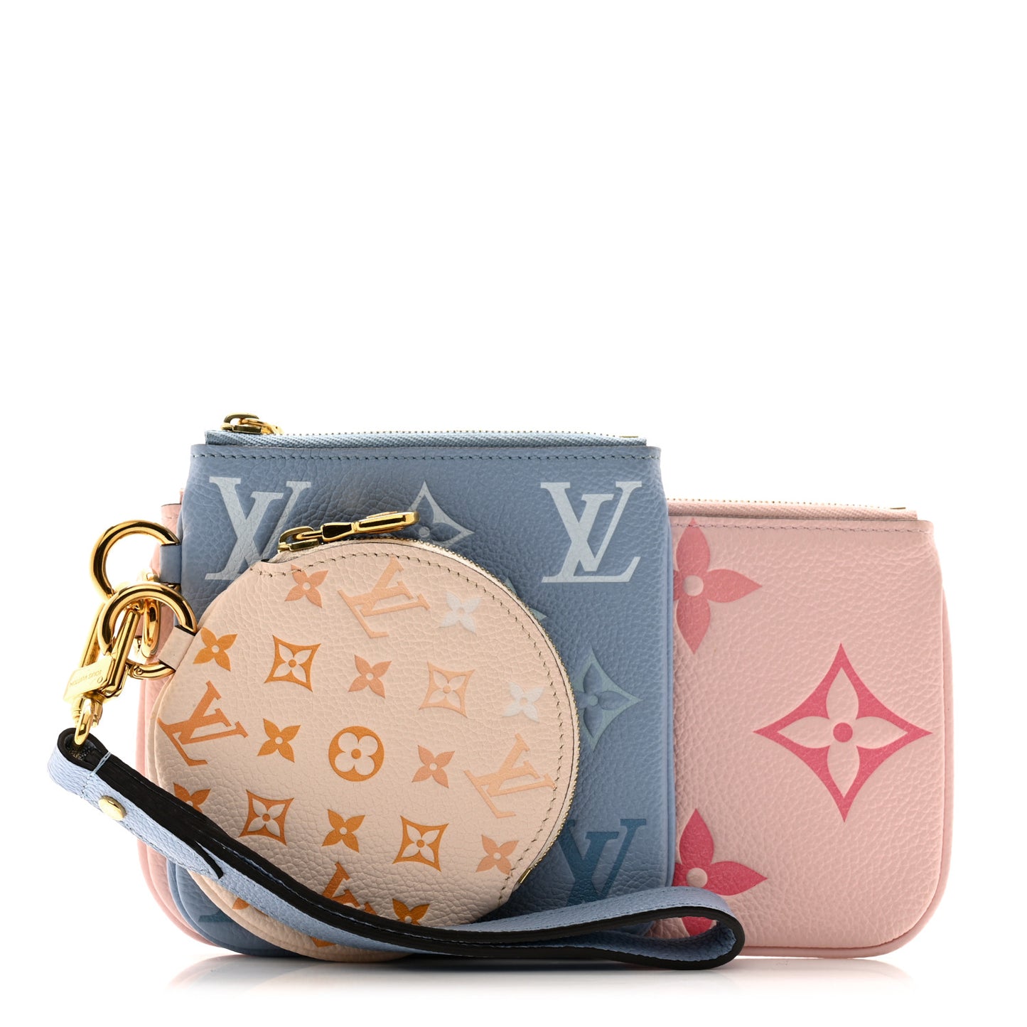 Empreinte Monogram Giant By The Pool Trio Pouch Rosebud Summer Blue Cream Saffron