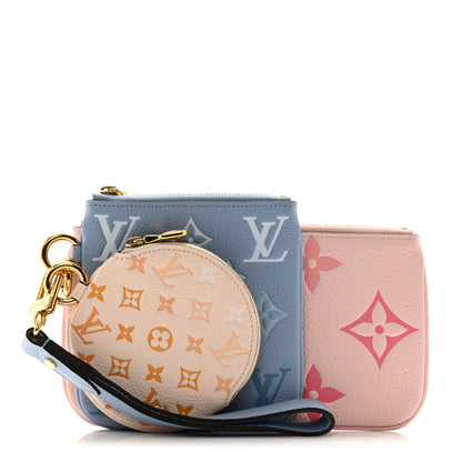 Louis Vuitton Empreinte Monogram Giant By The Pool Trio Pouch Rosebud Summer Blue Cream Saffron 1 of 9