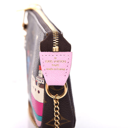 Louis Vuitton Monogram 2016 Christmas Animation Mini Pochette Accessories Rose Ballerine 7 of 11