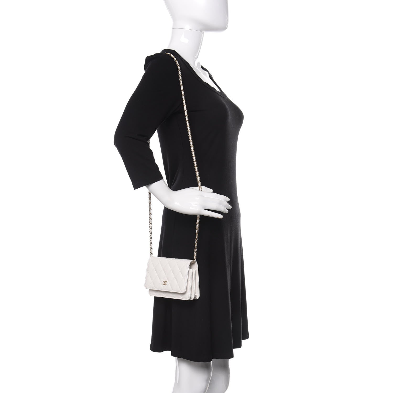 Chanel Caviar Quilted Mini Wallet On Chain WOC White 2 of 12