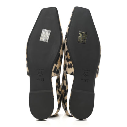 Christian Dior Nylon Leopard Print Mizza Slingback Flat 38 Beige Multicolor 7 of 9