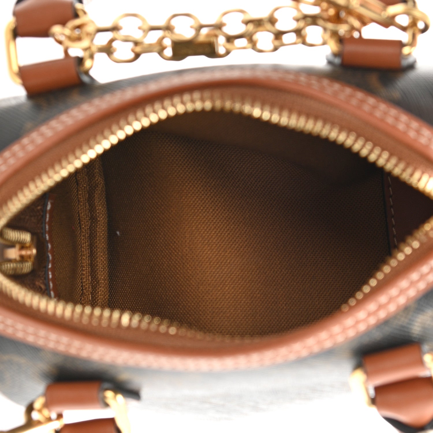 Celine Triomphe Canvas Calfskin Mini Boston Bag Tan 5 of 10
