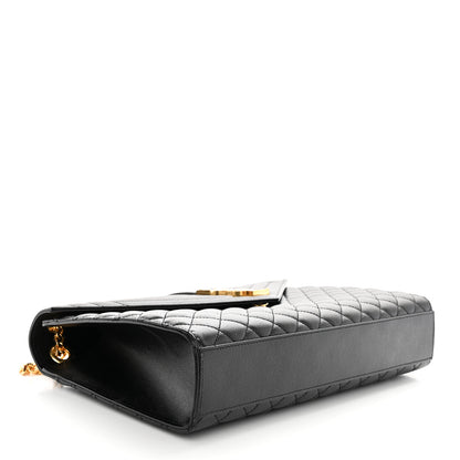 Saint Laurent Grain De Poudre Textured Mixed Matelasse Large Triquilt Monogram Satchel Black 4 of 12