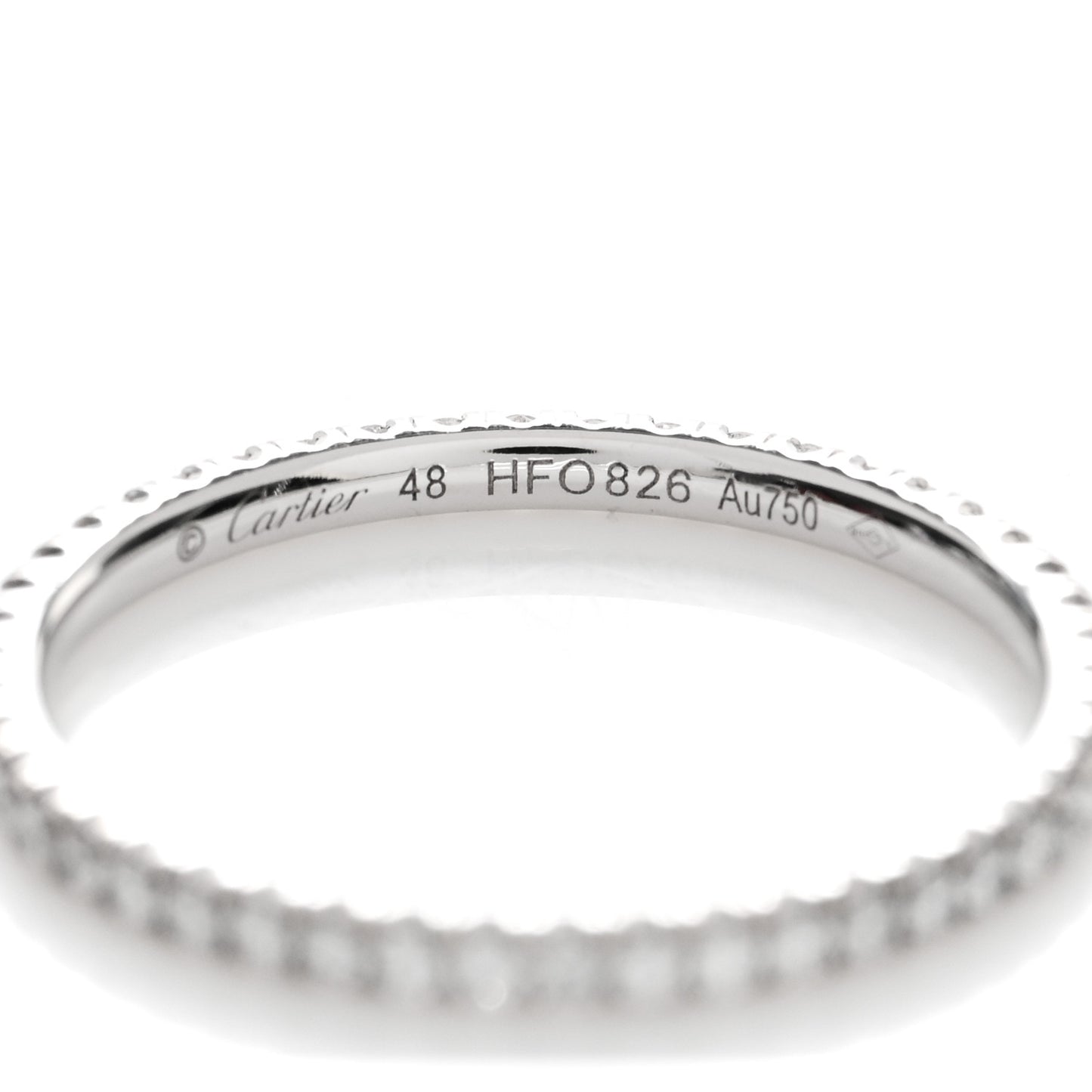 18K White Gold Diamond 1.5mm Etincelle de Cartier Wedding Band Ring 48 4.5