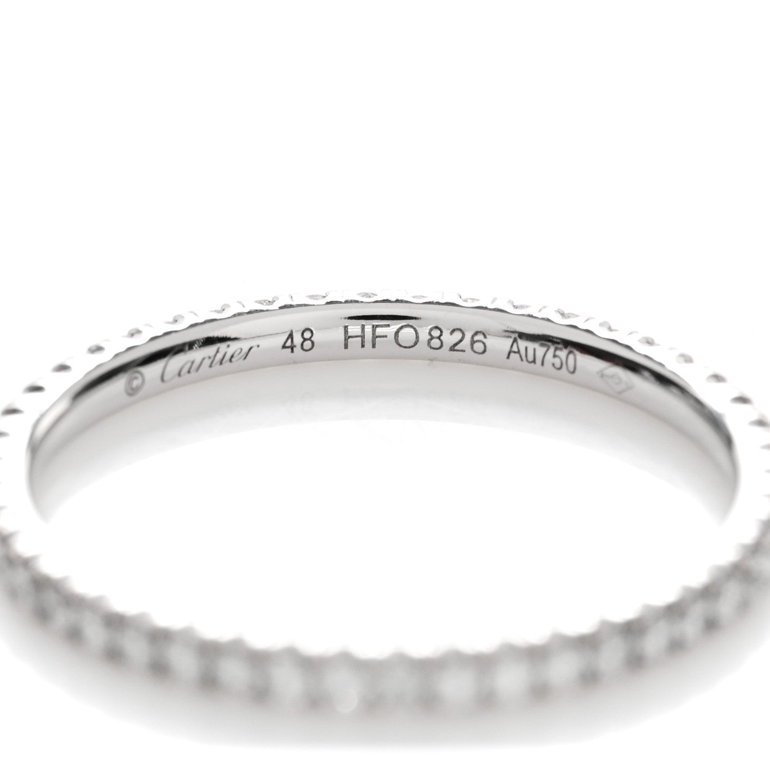 Cartier 18K White Gold Diamond 1.5mm Etincelle de Cartier Wedding Band Ring 48 4.5 3 of 4