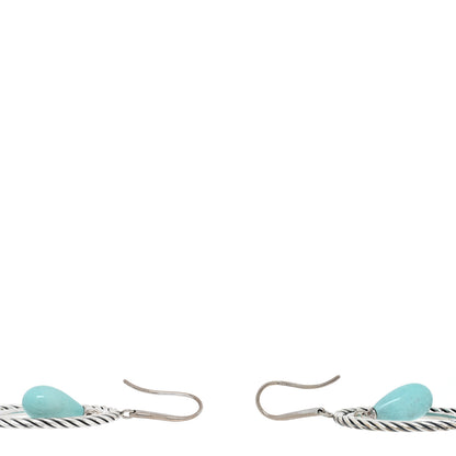 David Yurman Sterling Silver Turquoise Oval Drop Earrings 3 of 4