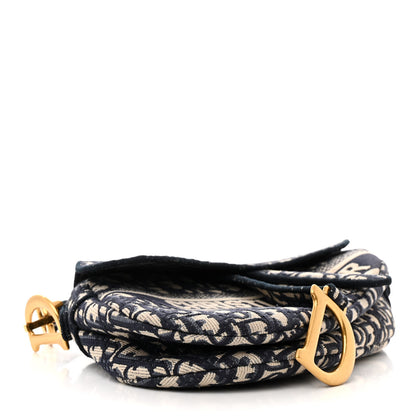 Christian Dior Oblique Embroidered Saddle Bag Blue 4 of 10