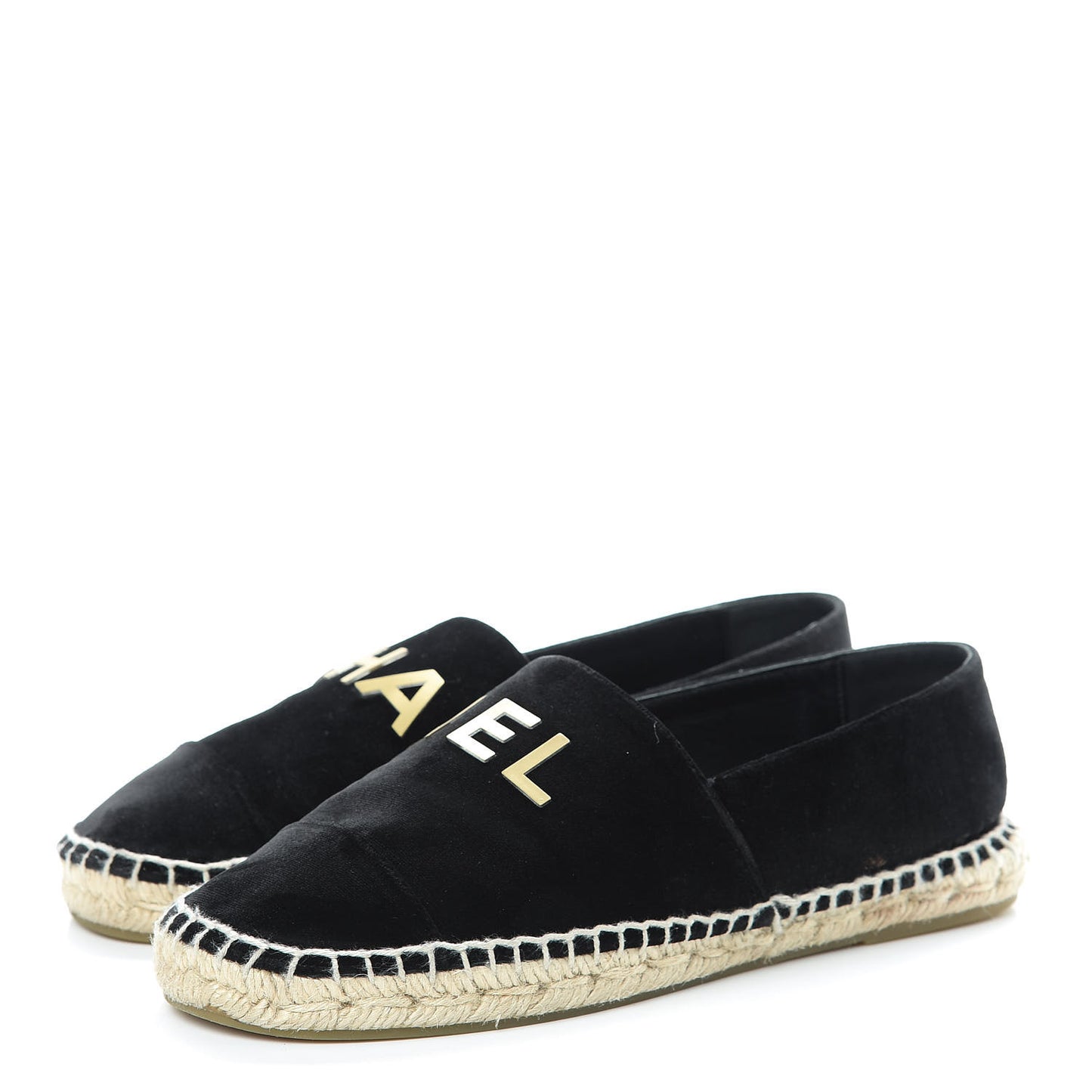 Velvet Logo Espadrilles 38 Black