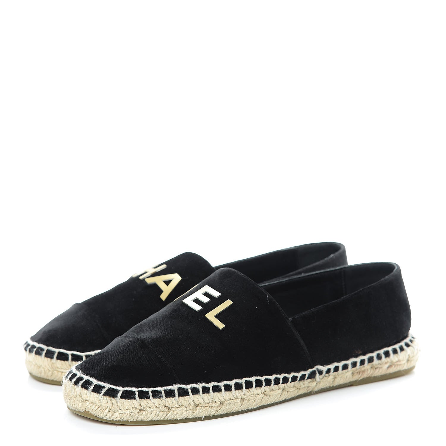 Chanel Velvet Logo Espadrilles 38 Black 3 of 12
