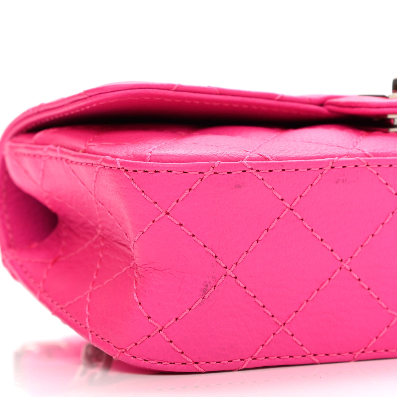 Chanel Goatskin Quilted 2.55 Reissue Flap Belt Bag Fluorescent Pink 9 of 10