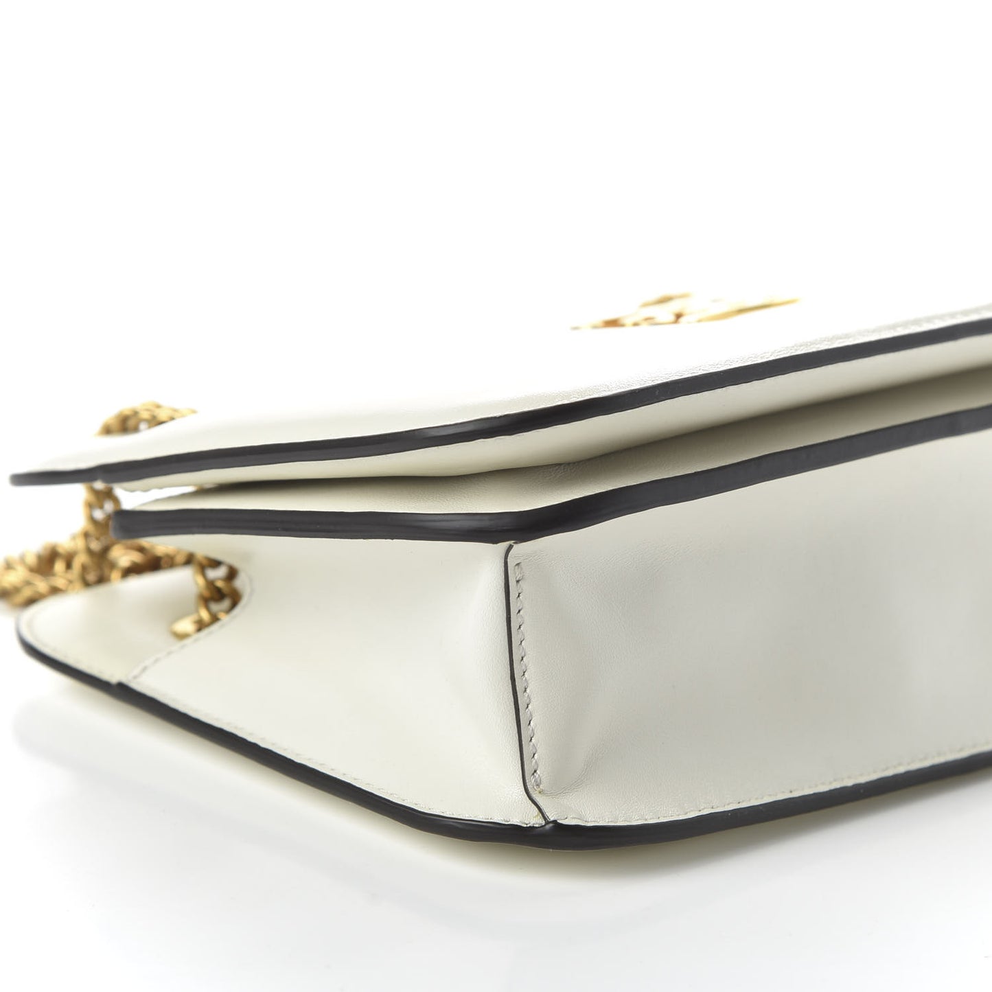 Vitello Glacier Karligraphy Pocket Shoulder Bag White Ice Black