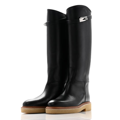Hermes Calfskin Honey Boots 39.5 Black 3 of 9
