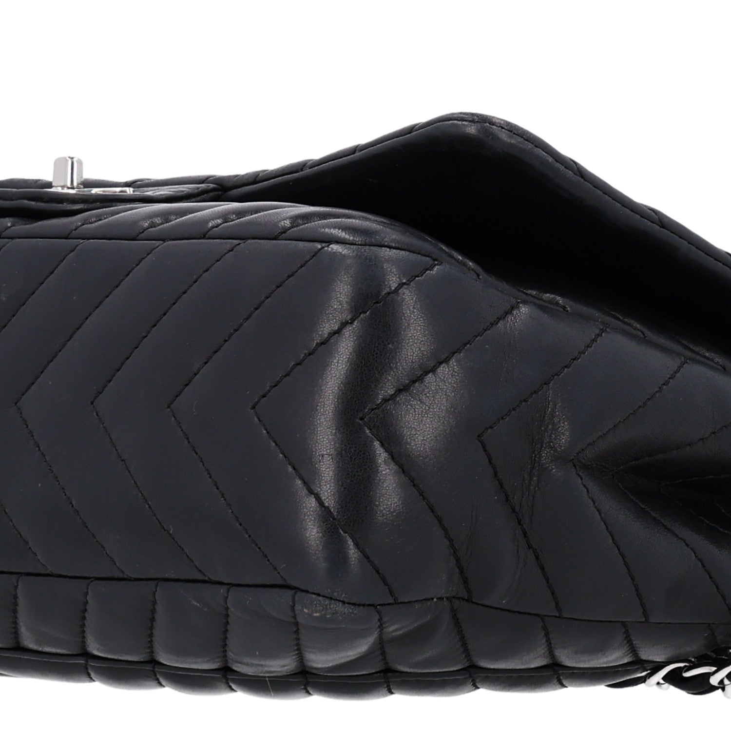 Chanel Lambskin Chevron Quilted Jumbo Single Flap Black 10 of 10