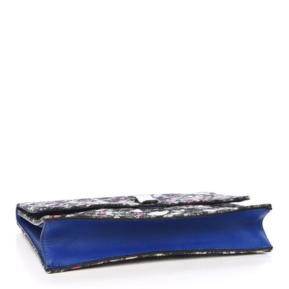Proenza Schouler Canvas Carpet Print Lambskin Small Lunch Bag Clutch Charcoal Electric Blue 4 of 12