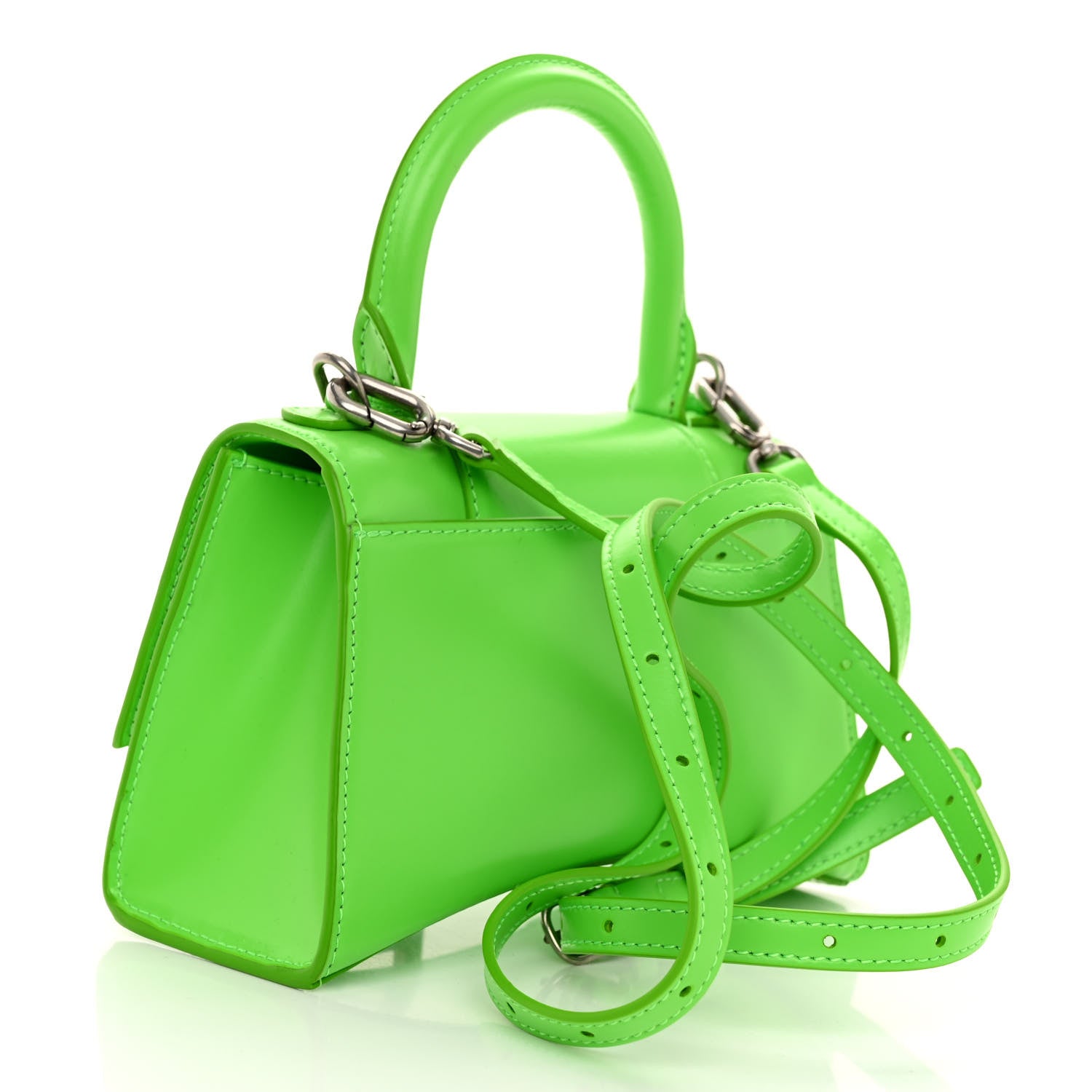 Balenciaga Shiny Box Calfskin Hourglass Top Handle Bag XS Fluo Green 3 of 12