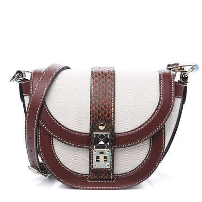 Proenza Schouler Canvas Snakeskin PS11 Small Saddle Bag Ecru Russet 1 of 9