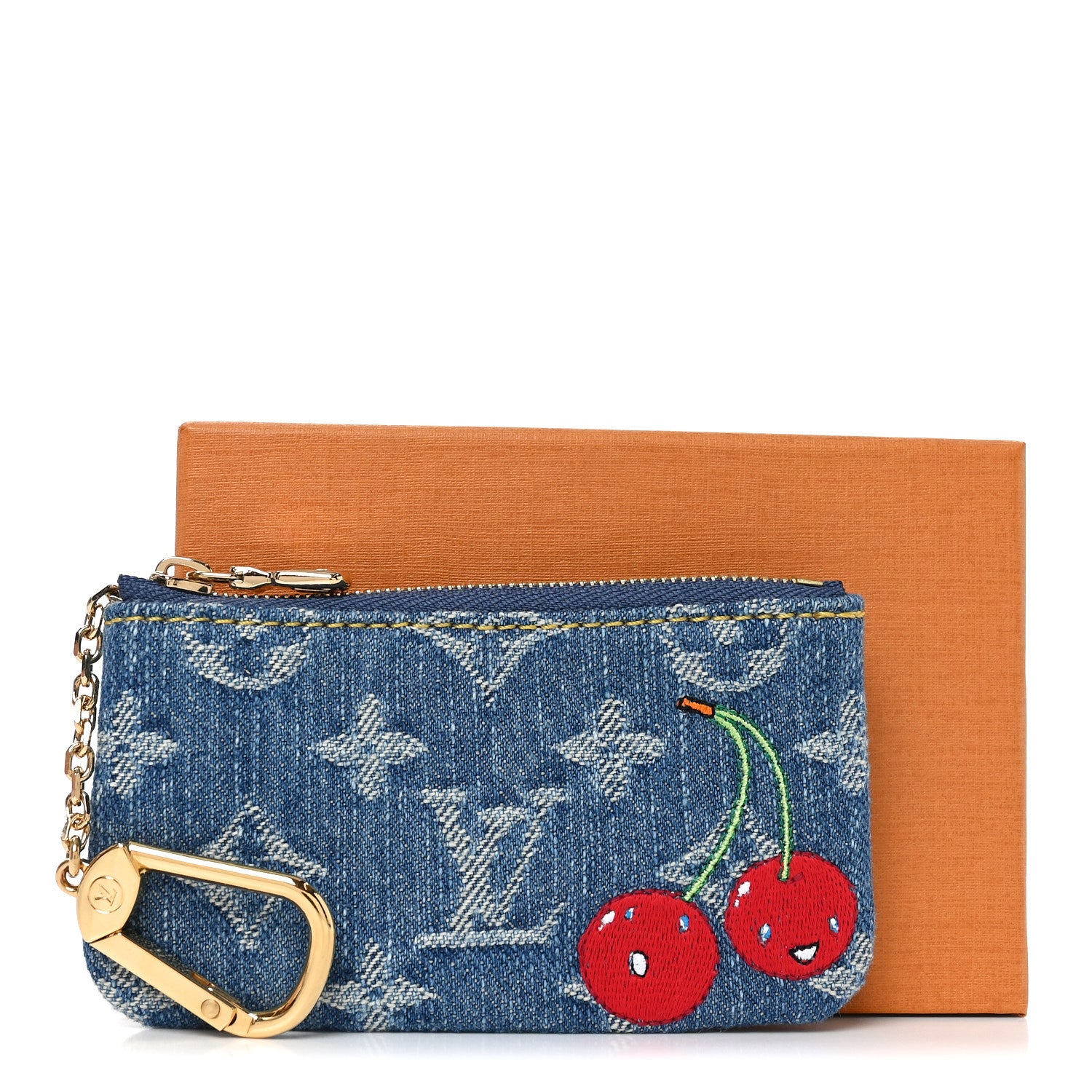 Louis Vuitton LV X TM Monogram Denim Cerises Key Pouch Blue