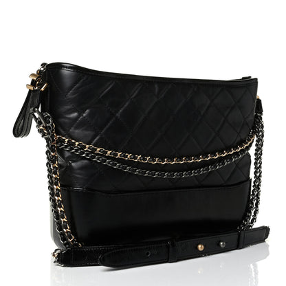 Chanel Aged Calfskin Quilted Medium Gabrielle Hobo Black 2 of 6