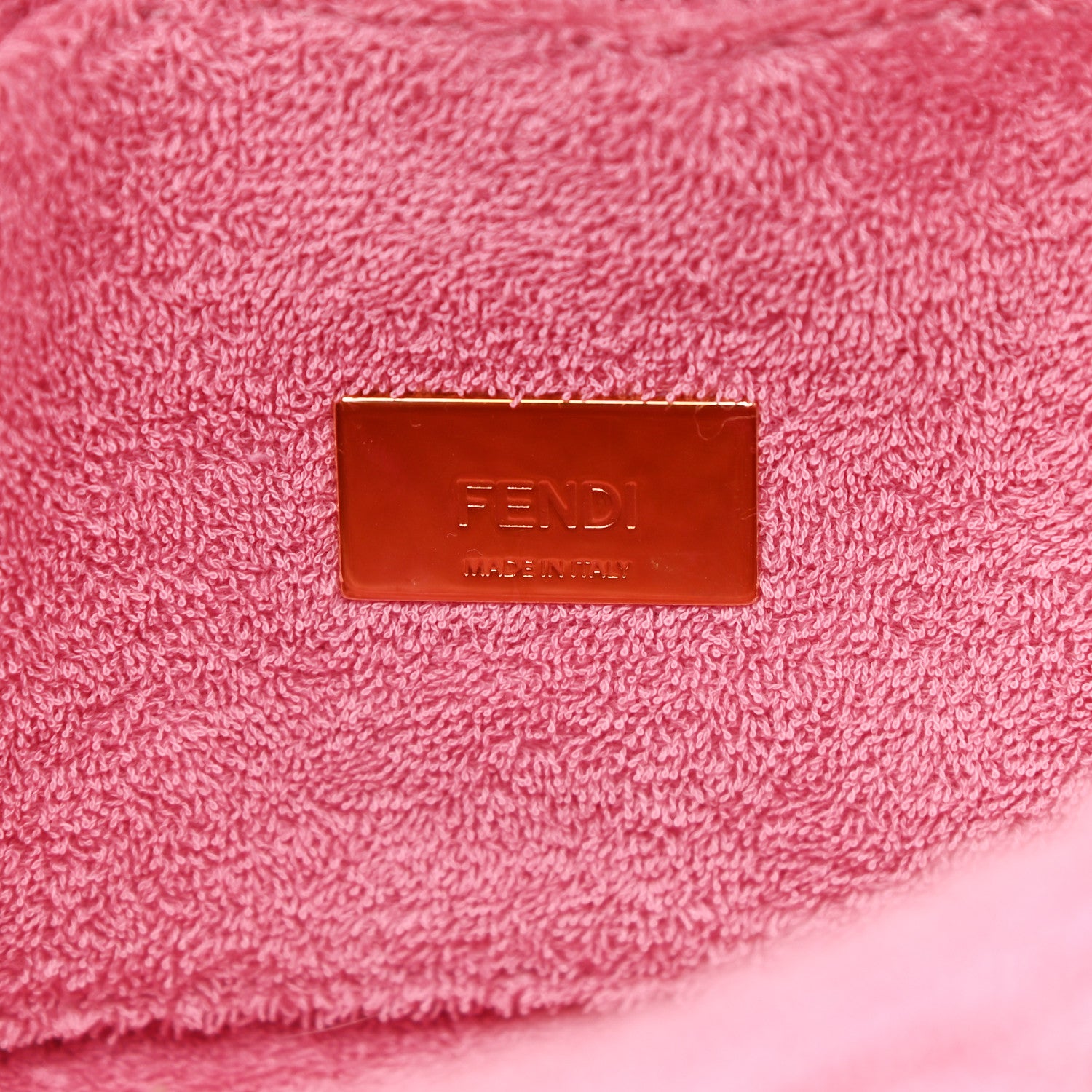 Fendi Terry Cloth Vitello Century Matte FF 1974 Embossed Belt Baguette Lollypop 7 of 11