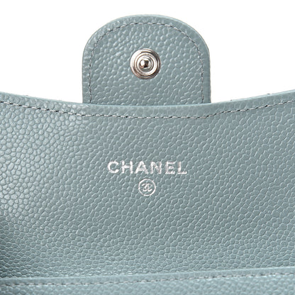 Chanel Caviar Quilted Flap Card Holder Wallet Light Blue 5 of 10