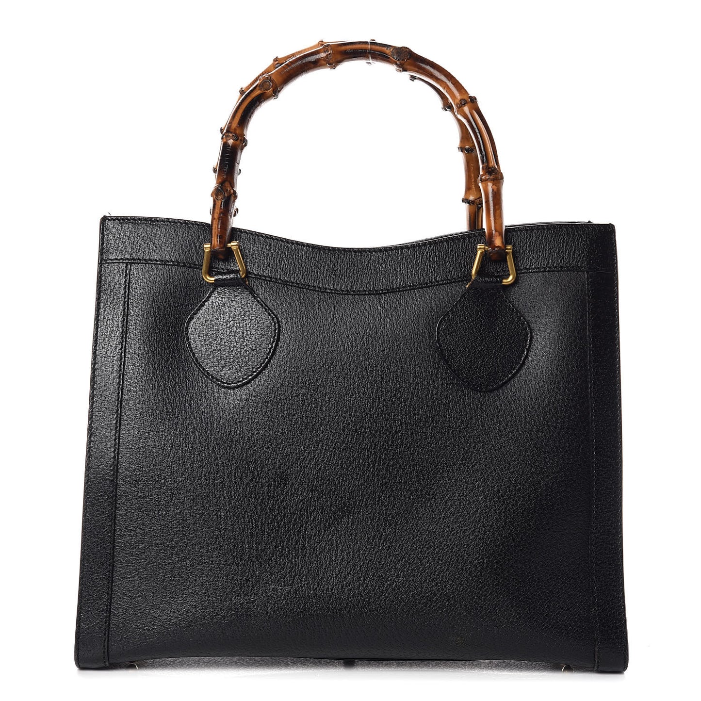 Calfskin Bamboo Top Handle Tote Black