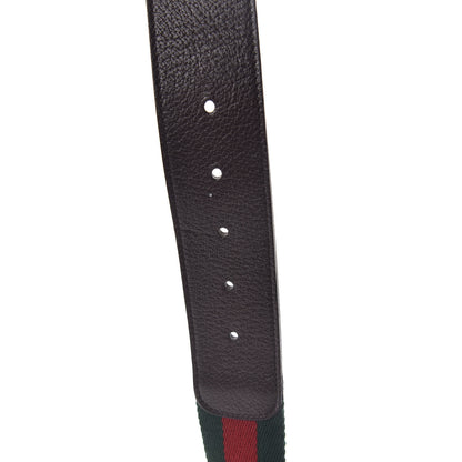 Gucci Nylon Textured Calfskin Double G Web 40mm Belt 70 28 Green Red Dark Cocoa 5 of 6
