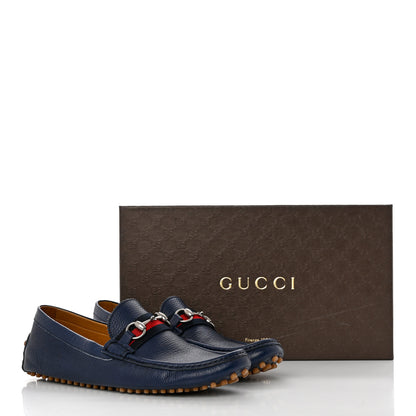 Gucci Road Calfskin Web Mens Horsebit Driver Loafers 9.5 Maritime 10 of 10