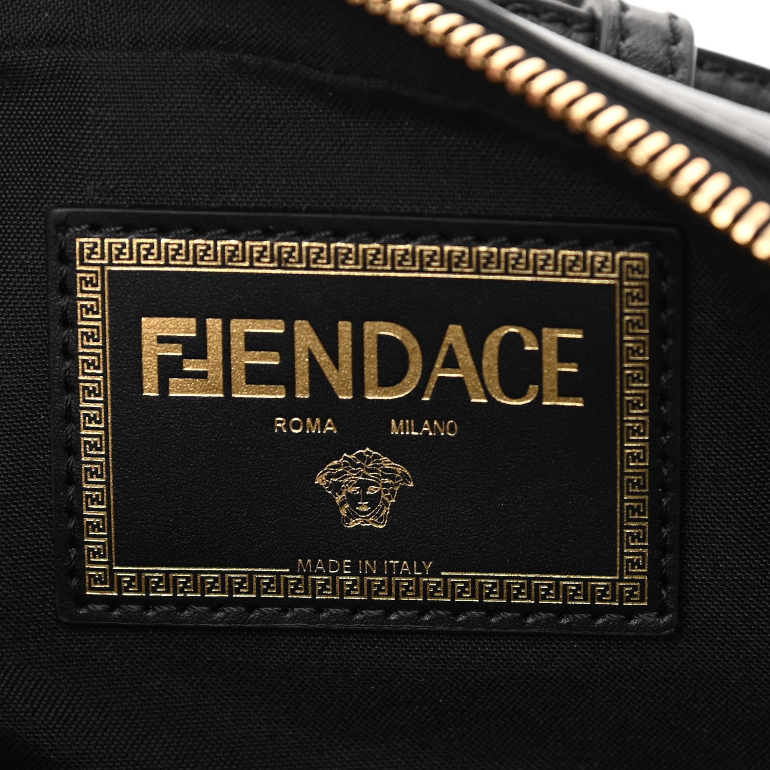 Fendi X VERSACE Vitello Cover Fendace Medusa Small Camera Case Black Gold 6 of 12
