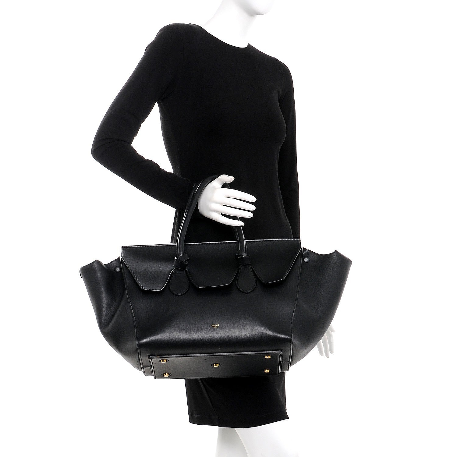 Celine Smooth Calfskin Large Tie Knot Tote Black 2 of 16
