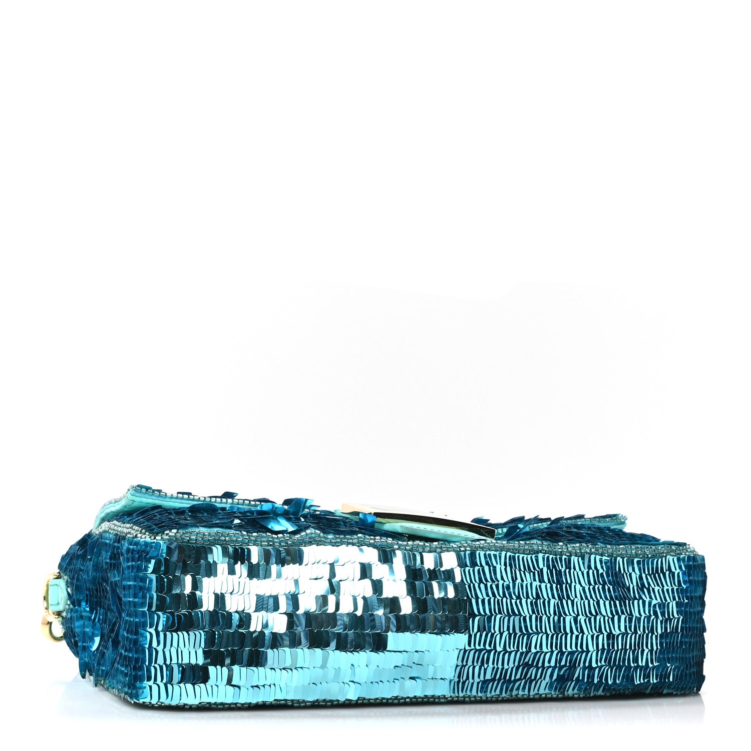 Fendi Sequin Paillettes Vitello Grace Sex and the City Baguette Spring Turquoise 4 of 11