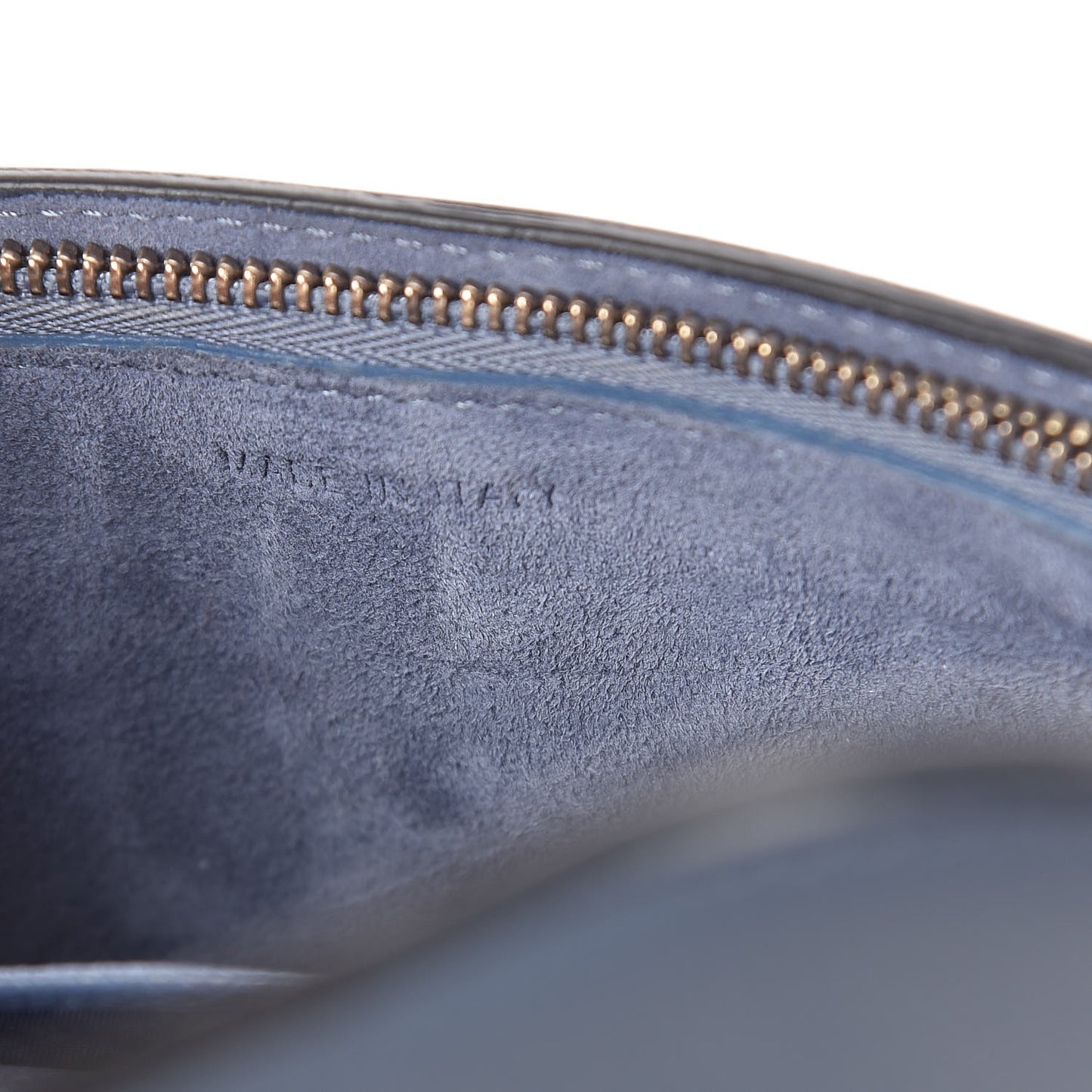 Grained Calfskin Saddle Belt Clutch Denim Blue