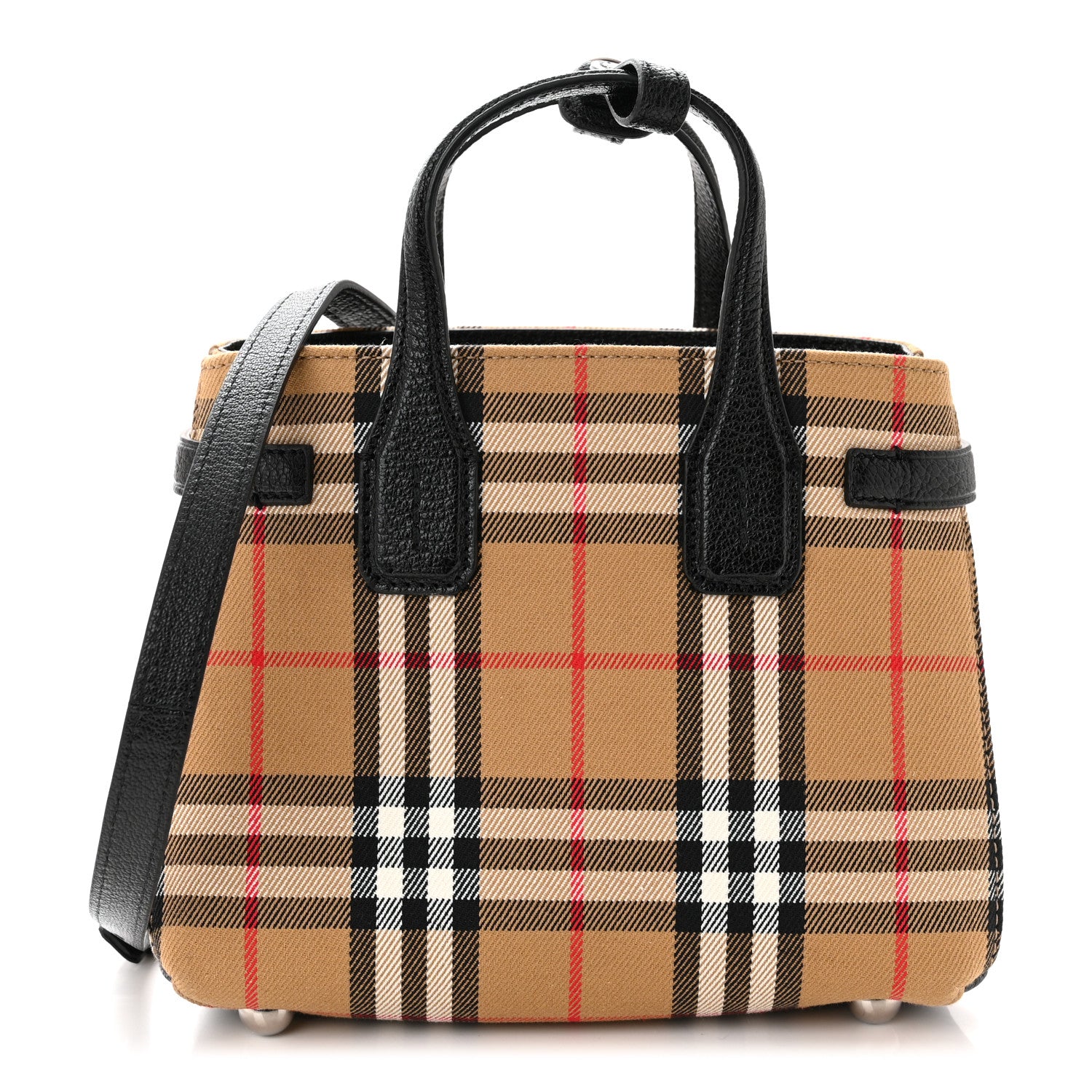 Burberry Goatskin Vintage Check Small Banner Tote Black 1 of 10
