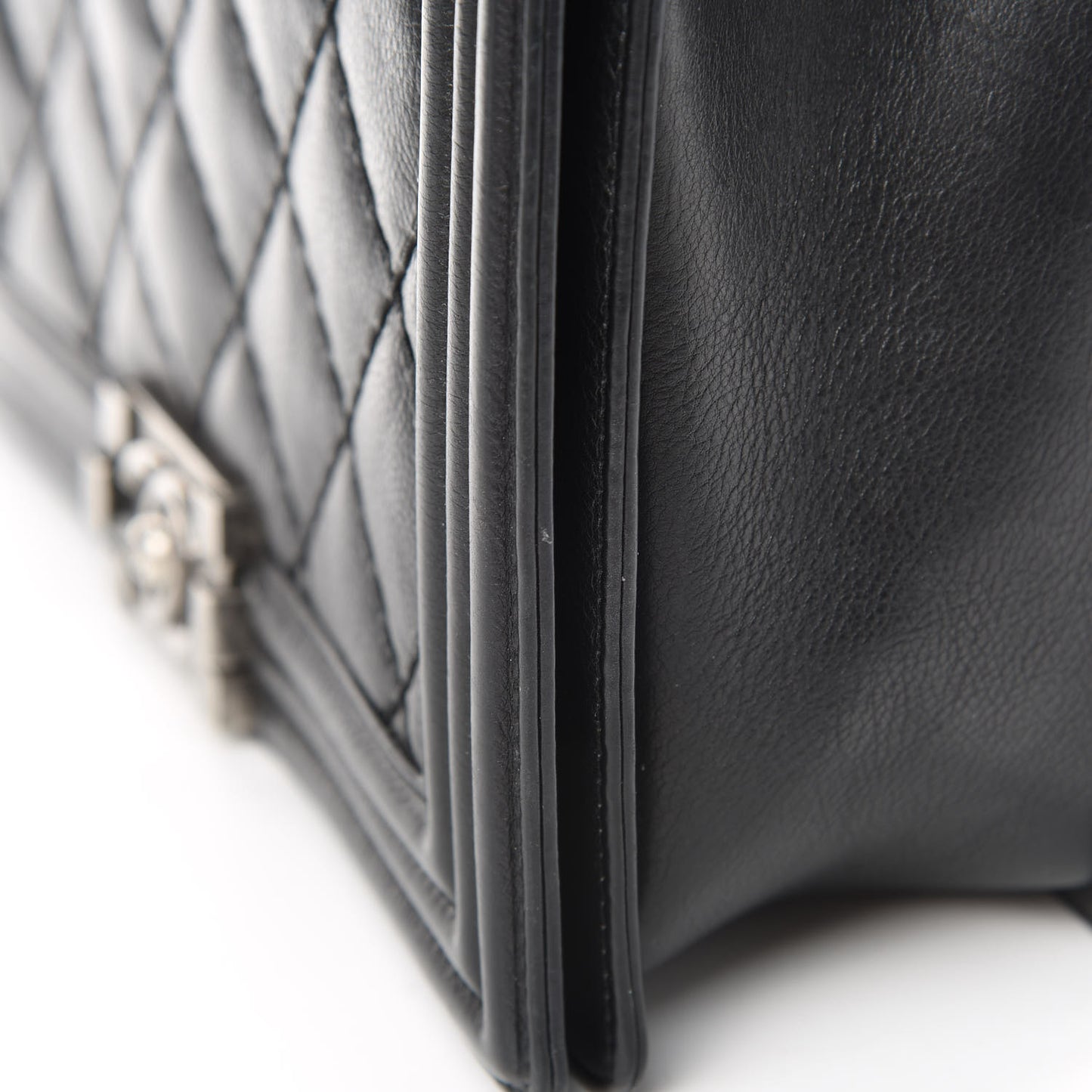 Calfskin Quilted Double Stitch New Medium Boy Flap Black
