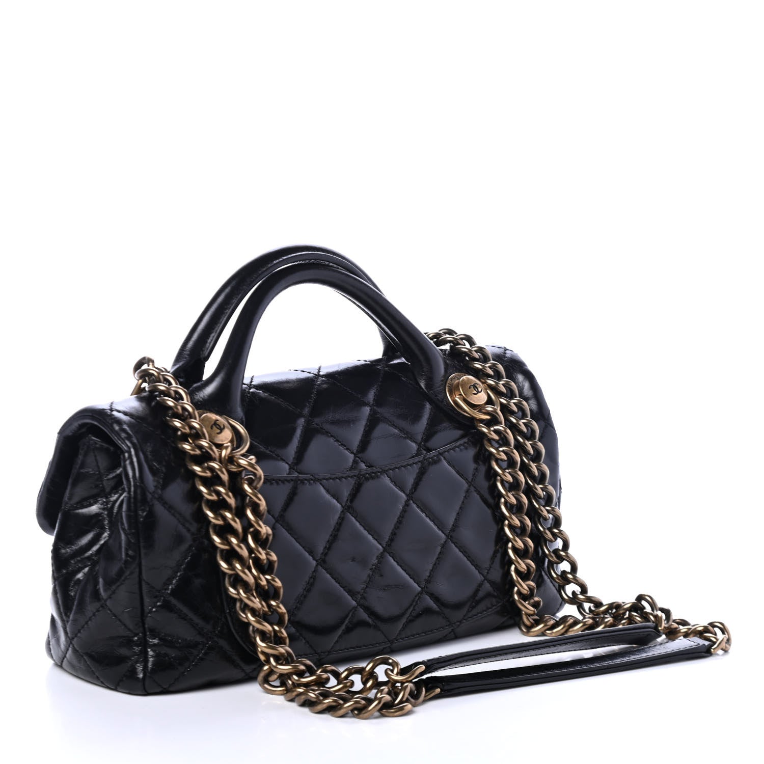 Chanel Glazed Calfskin Quilted Small Castle Rock Flap Black 2 of 4