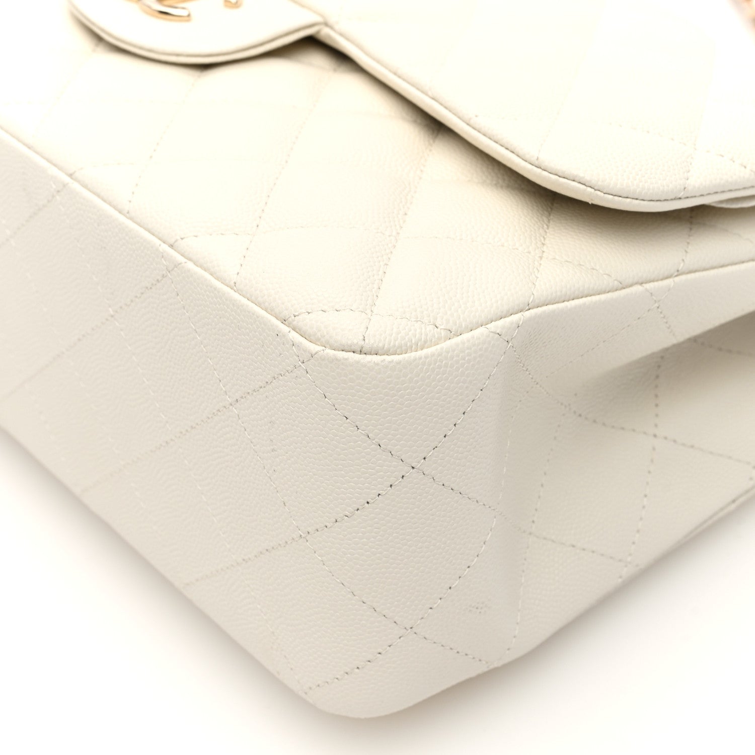 Chanel Caviar Quilted Jumbo Double Flap White 10 of 10