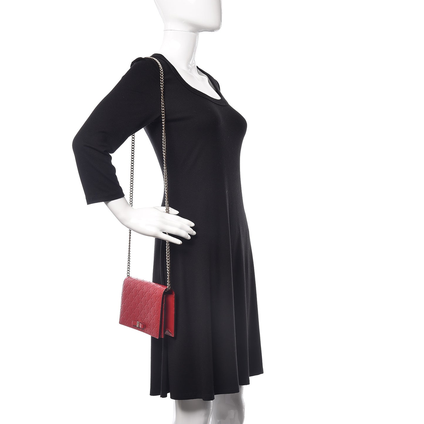 Guccissima Signature Bowy Chain Wallet Hibiscus Red