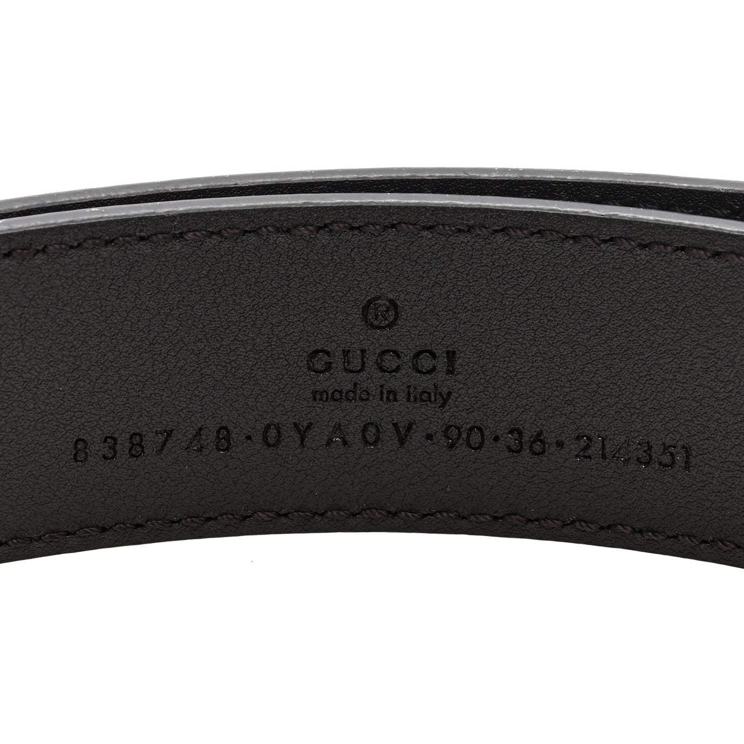 Plutone Calfskin Plaque GG 30mm Belt 90 36 Cocoa