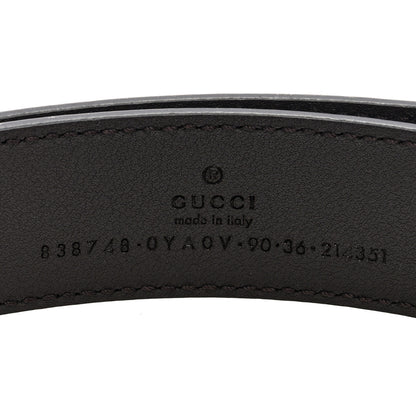 Gucci Plutone Calfskin Plaque GG 30mm Belt 90 36 Cocoa 3 of 4